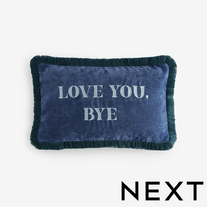 NEXT Navy Love You Bye Slogan Cushion