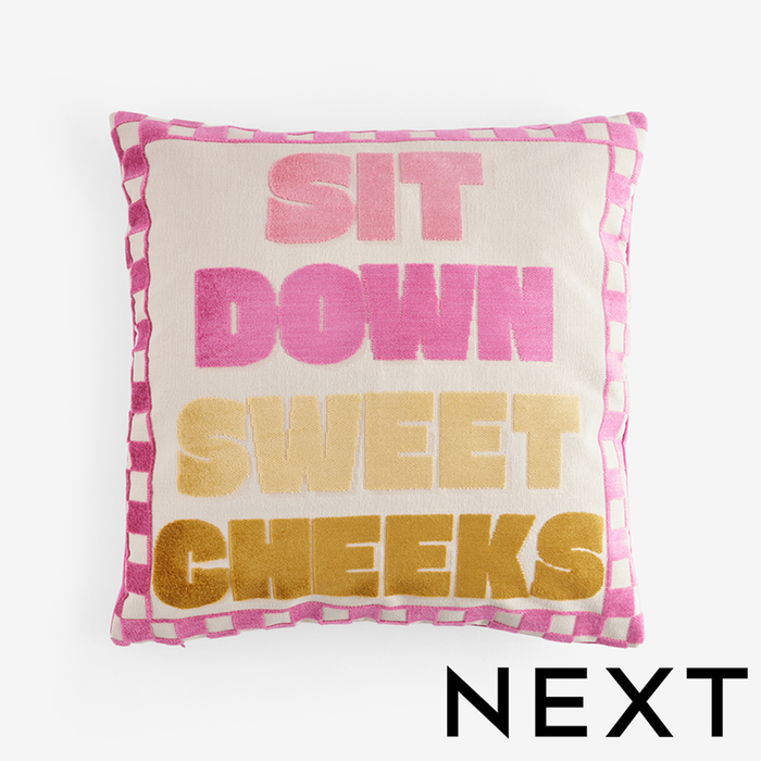 NEXT Multi Bright Sweet Cheeks Cut Velvet Slogan Cushion