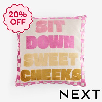 NEXT Multi Bright Sweet Cheeks Cut Velvet Slogan Cushion