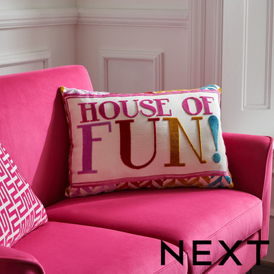 NEXT Multi Bright House Of Fun! Cut Velvet Rectangular Cushion