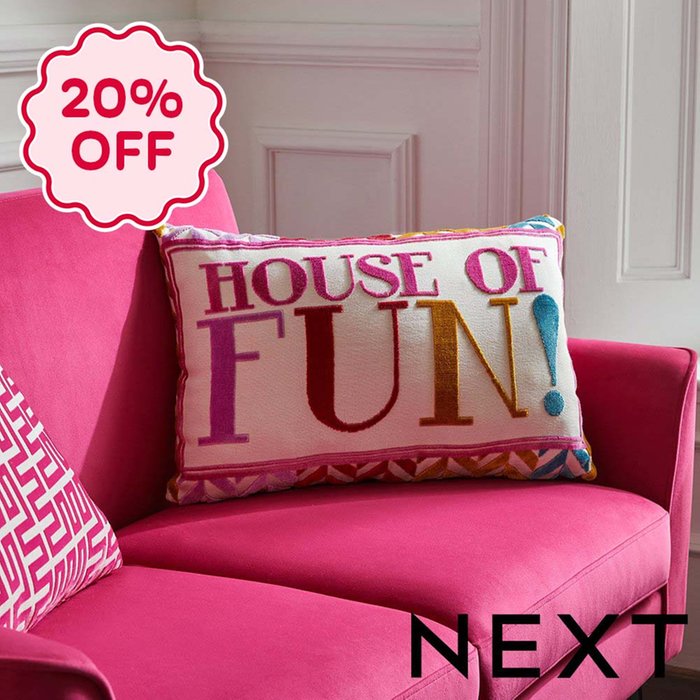 NEXT Multi Bright House Of Fun! Cut Velvet Rectangular Cushion