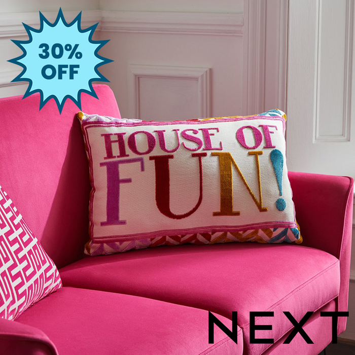 NEXT Multi Bright House Of Fun! Cut Velvet Rectangular Cushion