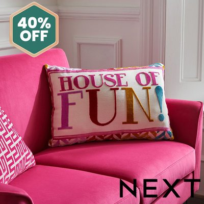 NEXT Multi Bright House Of Fun! Cut Velvet Rectangular Cushion