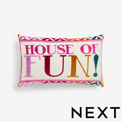 NEXT Multi Bright House Of Fun! Cut Velvet Rectangular Cushion