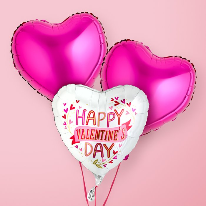 Happy Valentines Day Pink Balloon Trio 