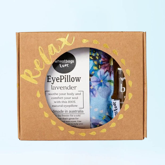 Relax Blue Cockatoo Eye Pillow and Rose Quartz Bath Oil