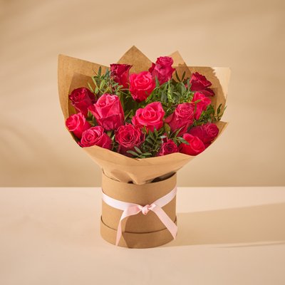 Mixed Roses in a Hat Box 