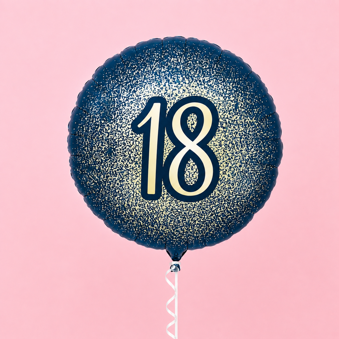 18th Birthday Metallic Glitter Navy Gold Balloon