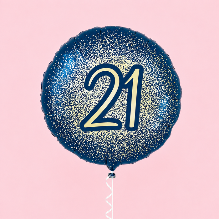 21st Birthday Metallic Glitter Navy Gold Balloon