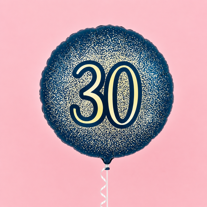 30th Birthday Metallic Glitter Navy Gold Balloon