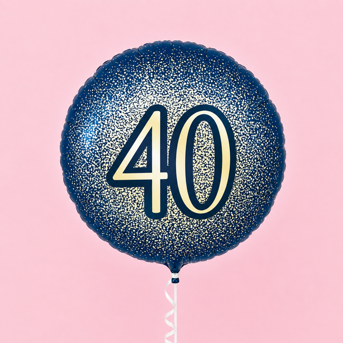 40th Birthday Metallic Glitter Navy Gold Balloon