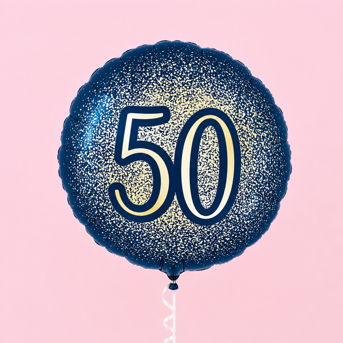 50th Birthday Metallic Glitter Navy Gold Balloon