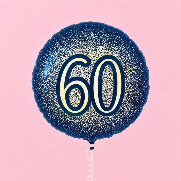 60th Birthday Metallic Glitter Navy Gold Balloon
