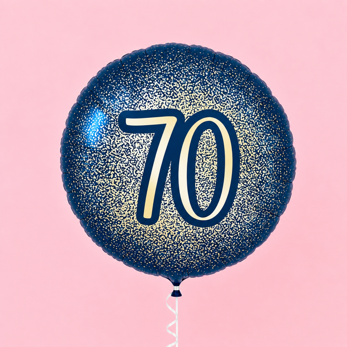 70th Birthday Metallic Glitter Navy Gold Balloon