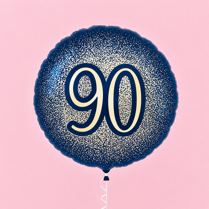 90th Birthday Metallic Glitter Navy Gold Balloon