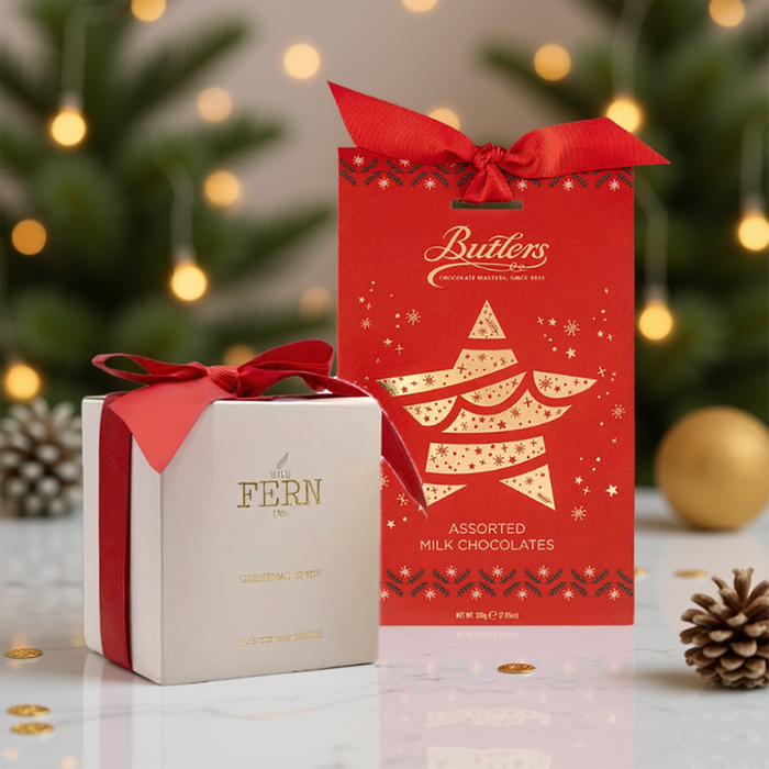 Wild Fern Christmas Candle & Butlers Assorted Milk Chocolates