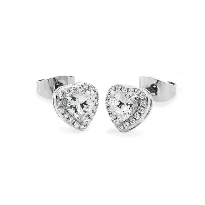 Tipperary Crystal Silver Diamanté Heart Earrings