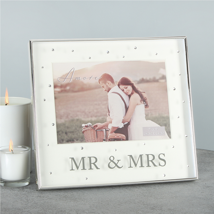 Mr & Mrs Silverplated Box Frame 7  x 5  