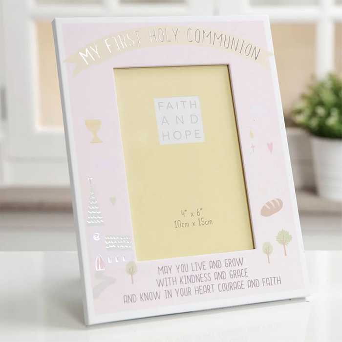 First Communion Pink Photo Frame 4  x 6 