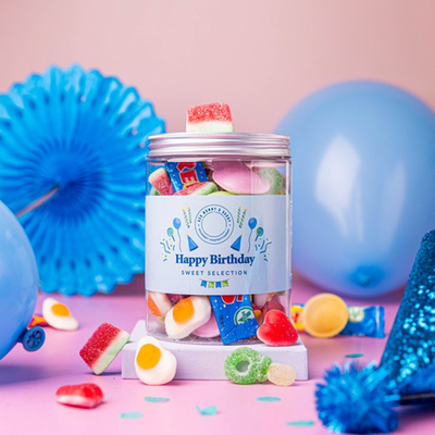 Happy Birthday Sweets Selection Tub (1 Litre) Blue
