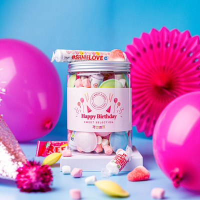 Happy Birthday Sweet Selection Tub (1 Litre) Pink