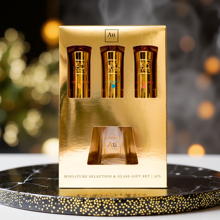 AU Vodka Trio and Glass Set