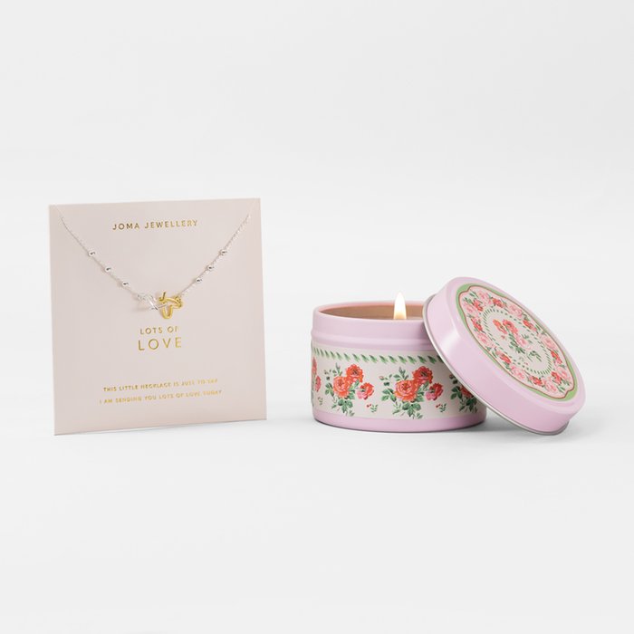 Forever Yours Love You More Necklace & Cath Kidston Antique Rose Tin Candle