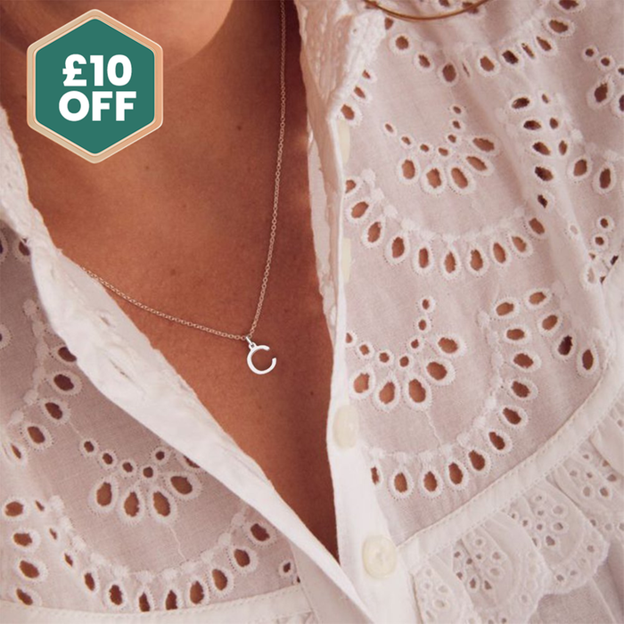 'C' Initial Silver Necklace
