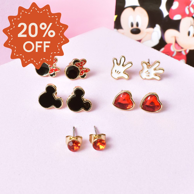 Disney Mickey & Minnie Enamel Five Piece Stud Set