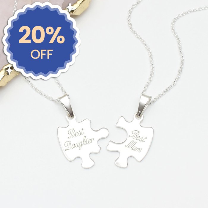 Best Mum & Daughter Jigsaw Silver Necklace Duo