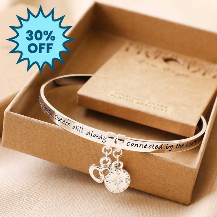 Sisters' Meaningful Word Silver Bangle
