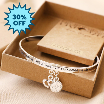 Sisters' Meaningful Word Silver Bangle