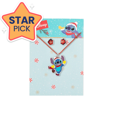 Disney Stitch Earrings & Necklace Gift Set