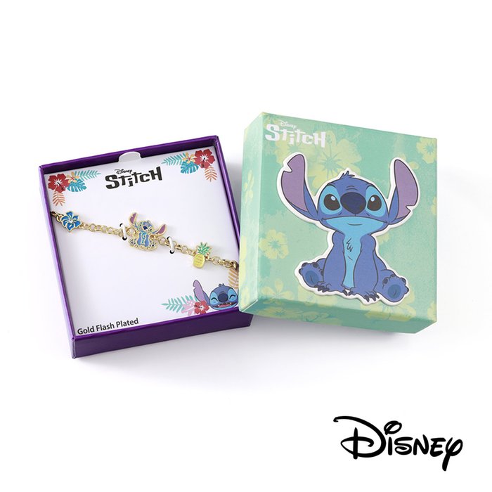Disney Stitch Pineapple & Flower Gold Plated Bracelet