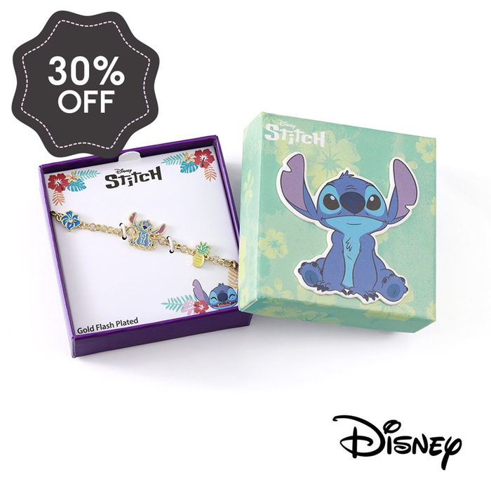 Disney Stitch Pineapple & Flower Gold Plated Bracelet