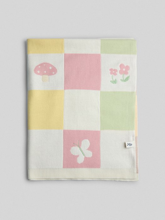 JoJo Maman Bébé Pink Checkerboard Woodland Blanket