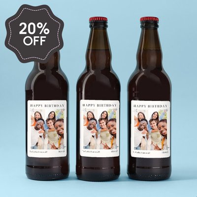 Personalised Photo Happy Birthday Lager Trio 3x500ml