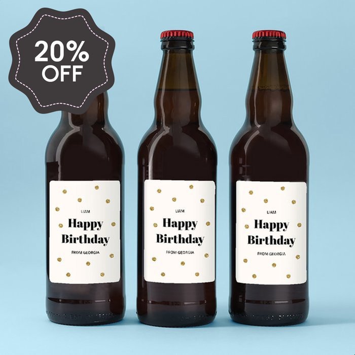 Personalised Happy Birthday Lager Trio 3x500ml