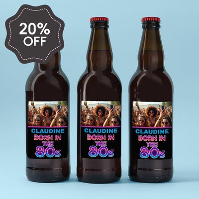 Personalised Photo Born In The 80's Lager Trio 3x500ml