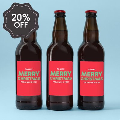 Personalised Merry Christmas Lager Trio 3x500ml