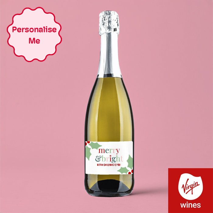 Personalised Merry & Bright Christmas Prosecco 75cl