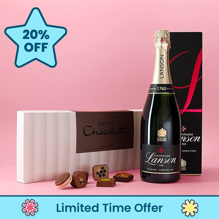 Lanson Le Black Creation brut NV 75cl & Hotel Chocolat Everything Sleekster Gift Set