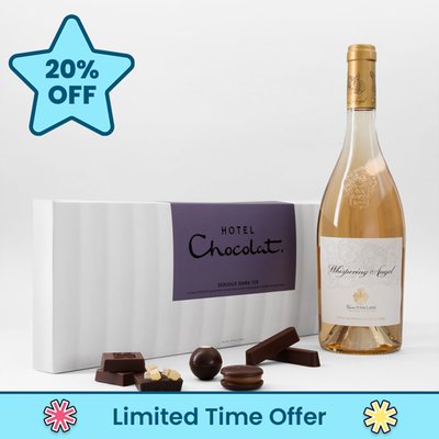 Hotel Chocolat Dark Sleekster & Whispering Angel Rose 75cl Gift Set