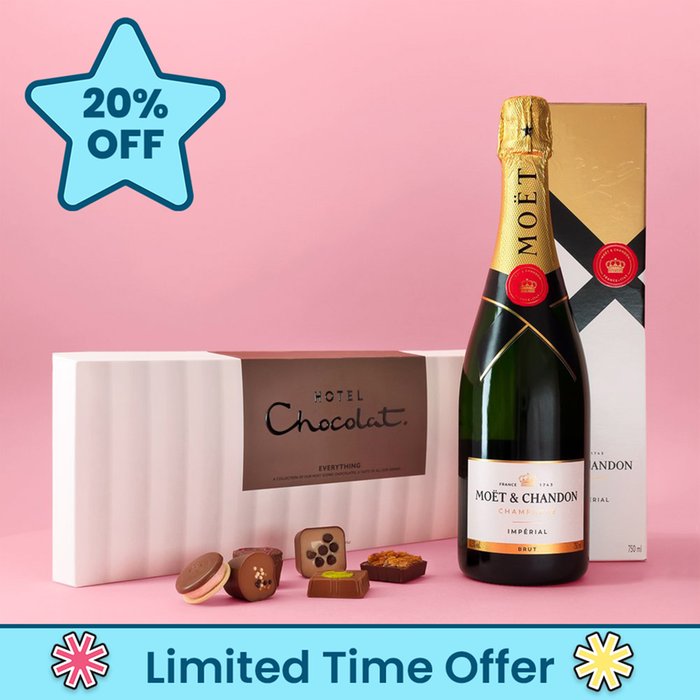 Hotel Chocolat Everything Sleekster & Moet Brut Gift Box 75cl Gift Set