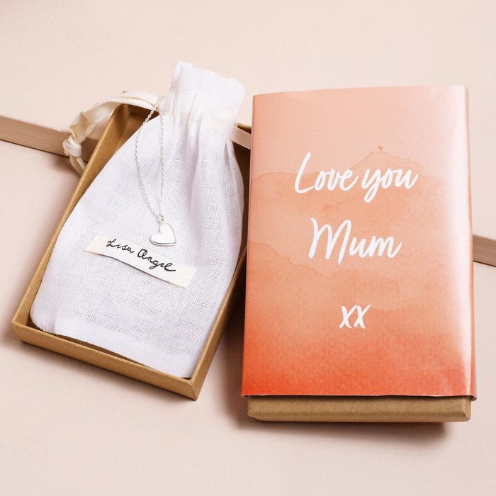 Love You Mum Silver Heart Necklaces