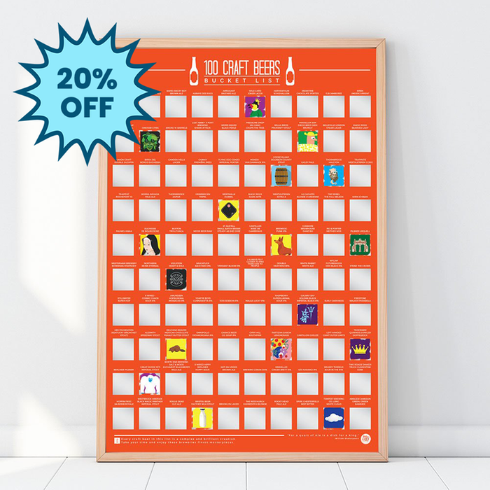 100 Craft Beers Scratch Poster