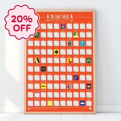 100 Craft Beers Scratch Poster