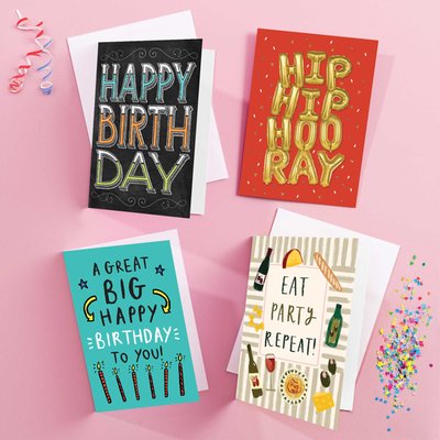Birthday Text Cards - 8 Card Multipack