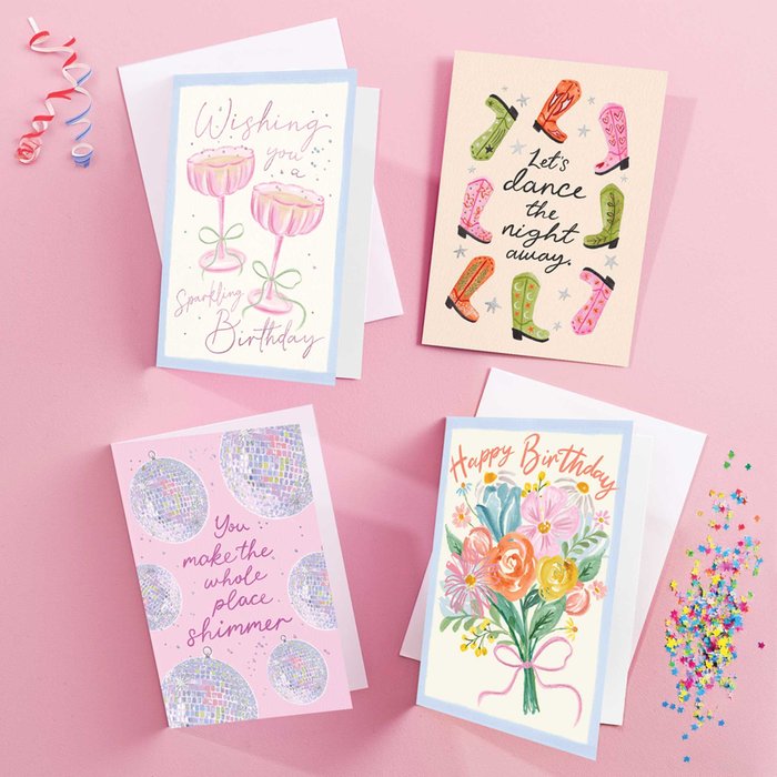 Female Trend Birthday Cards - 8 Card Multipack