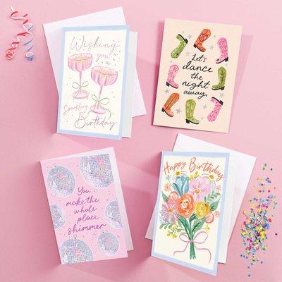 Female Trend Birthday Cards - 8 Card Multipack